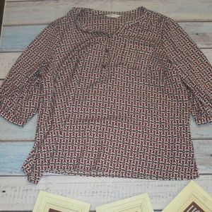 CJ Banks Plus Size Tunic/Top 2X White/Red/Gray